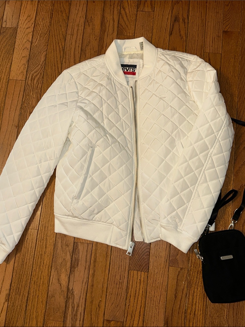 Levi's White Quilted Bomber Jacket